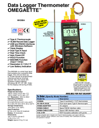 Thumbnail of document Data Sheet - HH306A 2 Channel Handheld K Type Thermocouple Datalogger USB Output